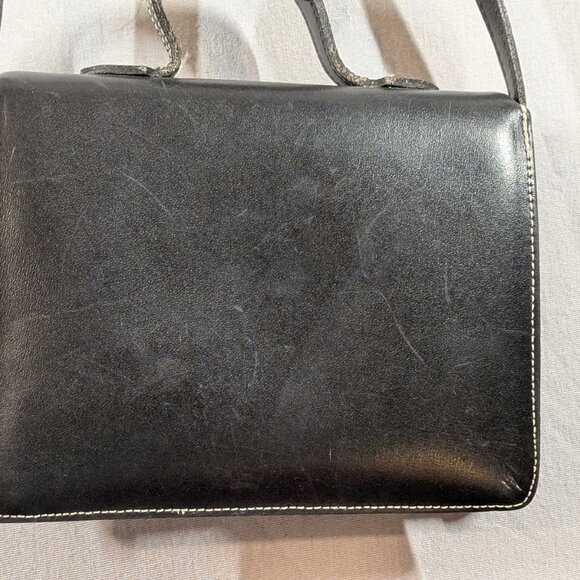 Vintage French Paquetage Paris Patent Saddle Adjustable Crossbody Bag  FRANCE - Picture 2 of 6